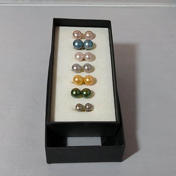 Natural button pearl earring suite - Picture 2 of 5